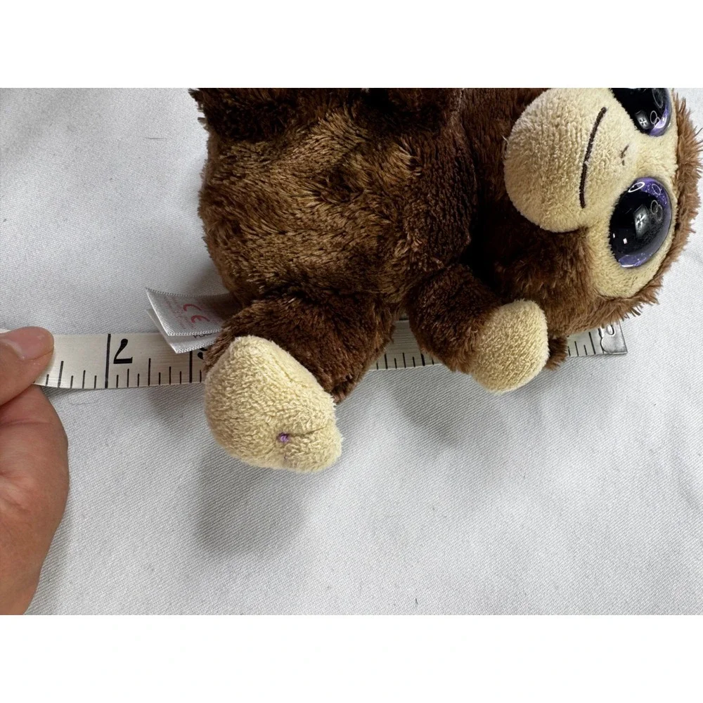 Ty Beanie Boos‎ Coconut Monkey Brown Plush Stuffed Animal Glitter Purple Eyes 6